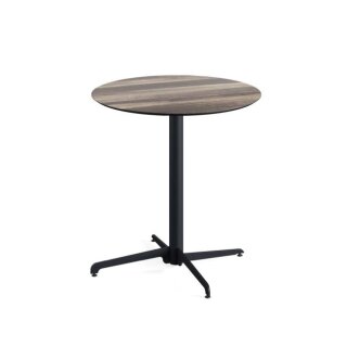 X Cross - Terrassentisch Schwarz Gestell + Tropenholz HPL-Platte Ø70 cm 1 Stück