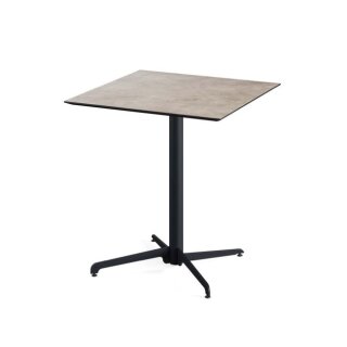 X Cross - Terrassentisch Schwarz Gestell + Moonstone HPL-Platte 70x70 cm 1 Stück