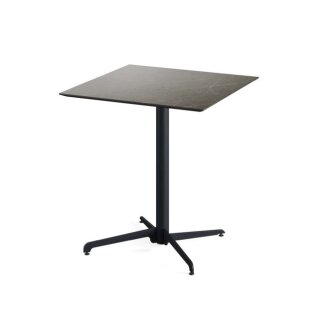 X Cross - Terrassentisch Schwarz Gestell + Midnight-Marmor HPL-Platte 70x70 cm 1 Stück