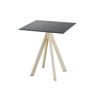 Infinity - Terrassentisch sandfarbenes Gestell + schwarze HPL-Platte 70x70 cm 1 Stück