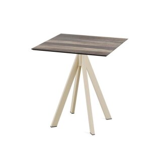 Infinity - Terrassentisch sandfarbenes Gestell + Tropenholz HPL-Platte 70x70 cm 1 Stück
