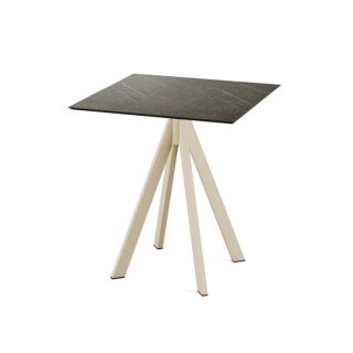 Infinity - Terrassentisch sandfarbenes Gestell + Midnight-Marmor HPL-Platte 70x70 cm 1 Stück