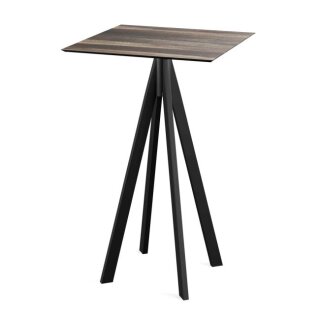 Infinity - Bartisch schwarzes Gestell + Tropenholz HPL-Platte 70x70 cm 1 Stück