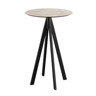 Infinity - Bartisch schwarzes Gestell + Moonstone HPL-Platte Ø70 cm 1 Stück