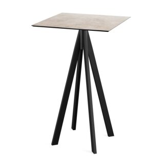 Infinity - Bartisch schwarzes Gestell + Moonstone HPL-Platte 70x70 cm 1 Stück