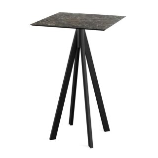 Infinity - Bartisch schwarzes Gestell + Galaxy-Marmor HPL-Platte 70x70 cm 1 Stück