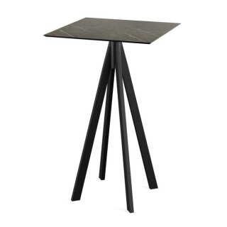 Infinity - Bartisch schwarzes Gestell + Midnight-Marmor HPL-Platte 70x70 cm 1 Stück