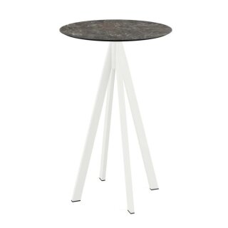 Infinity - Bartisch weißes Gestell + Galaxy-Marmor HPL-Platte Ø70 cm 1 Stück
