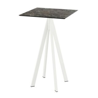 Infinity - Bartisch weißes Gestell + Galaxy-Marmor HPL-Platte 70x70 cm 1 Stück