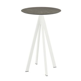 Infinity - Bartisch weißes Gestell + Midnight-Marmor HPL-Platte Ø70 cm 1 Stück