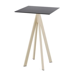 Infinity - Bartisch sandfarbenes Gestell + schwarze HPL-Platte 70x70 cm 1 Stück
