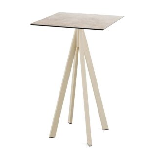 Infinity - Bartisch sandfarbenes Gestell + Moonstone HPL-Platte 70x70 cm 1 Stück