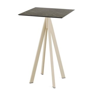 Infinity - Bartisch sandfarbenes Gestell + Midnight-Marmor HPL-Platte 70x70 cm 1 Stück