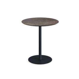 Urban - Terrassentisch schwarzes Gestell + Riverwashed Holz HPL-Platte Ø70 cm 1 Stück