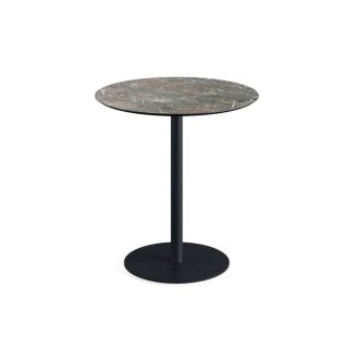 Urban - Terrassentisch schwarzes Gestell + Galaxy-Marmor HPL-Platte Ø70 cm 1 Stück