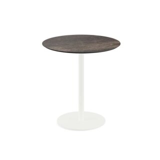 Urban - Terrassentisch weißes Gestell + Riverwashed Holz HPL-Platte Ø70 cm 1 Stück