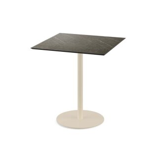 Urban - Terrassentisch sandfarbenes Gestell + Midnight-Marmor HPL-Platte 70x70 cm 1 Stück