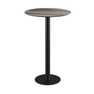 Urban - Bartisch schwarzes Gestell + Tropenholz HPL-Platte Ø70 cm 1 Stück