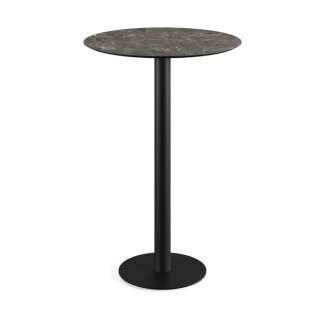 Urban - Bartisch schwarzes Gestell + Galaxy-Marmor HPL-Platte Ø70 cm 1 Stück