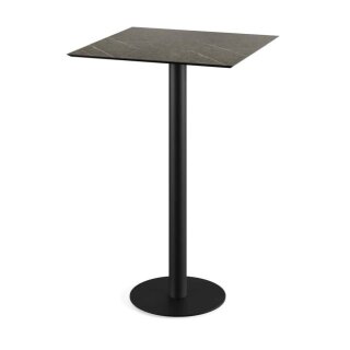 Urban - Bartisch schwarzes Gestell + Midnight-Marmor HPL-Platte 70x70 cm 1 Stück