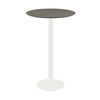 Urban - Bartisch weißes Gestell + Midnight-Marmor HPL-Platte Ø70 cm 1 Stück