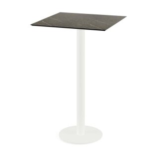 Urban - Bartisch weißes Gestell + Midnight-Marmor HPL-Platte 70x70 cm 1 Stück