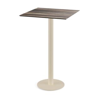 Urban - Bartisch sandfarbenes Gestell + Tropenholz HPL-Platte 70x70 cm 1 Stück