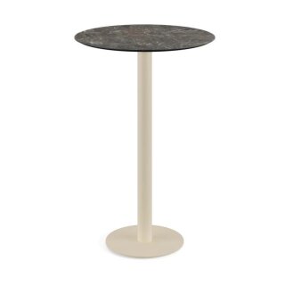 Urban - Bartisch sandfarbenes Gestell + Galaxy-Marmor HPL-Platte Ø70 cm 1 Stück