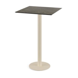 Urban - Bartisch sandfarbenes Gestell + Midnight-Marmor HPL-Platte 70x70 cm 1 Stück