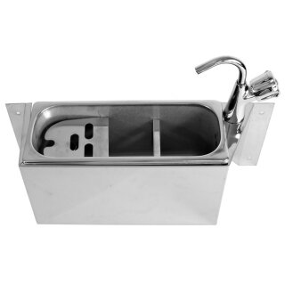 Spülbecke Für Eislöffel Mit Wasserhahn 380X120X150  Mit Wasserablaufloch, Wasseranschluss Und Überlaufrohr