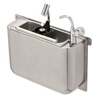 Spülbecke Für Eislöffel Mit Wasserhahn Und Eislöffeldusche 410X120X270  Mit Wasserablaufloch, Wasseranschluss Und Überlaufrohr