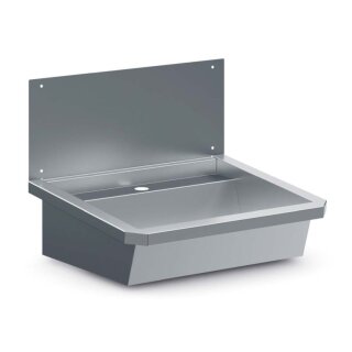Edelstahl Waschbecken 1 Ablasshahn 600Mm  Ablaufstopfen Und Schutzwand Inklusive