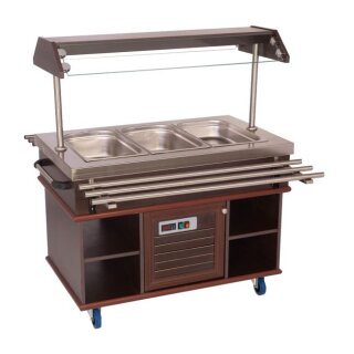 Combisteel Büfett-Theke für 3xGN1/1 aus Mahagoni/Edelstahl  1200x700x1400mm