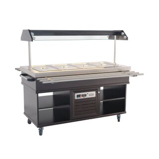 Combisteel Büfett-Theke für 4xGN1/1 aus Mahagoni/Edelstahl  1500x700x1400mm