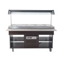 Combisteel Büfett-Theke für 4xGN1/1 aus Mahagoni/Edelstahl  1500x700x1400mm