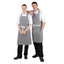 Whites Latzschürze – Schwarz-weiß kariert, für Küche und Gastronomie
