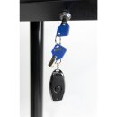 Menükartenhalter mit weissen LEDs aus schwarzem Stahl Securit 8xA4 mit Pfosten und Sockel.