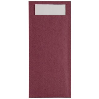 Europochette Burgund Besteckbeutel mit weißer Serviette (Box 500) (500 Stück)
