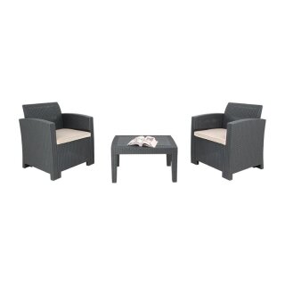 Bolero  Sessel- Und Tischgeflecht-Set grau