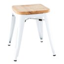 Bolero Bistro-Hocker mit Sitzpolster aus Holz, Weiß...