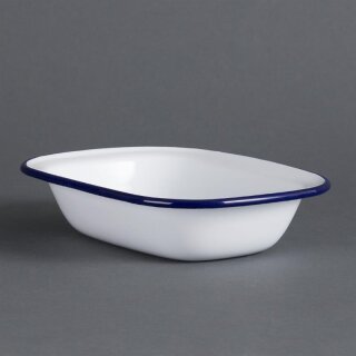 Olympia rechteckige Speiseschale weiß-blau 13,5 x 18cm (6 Stück)
