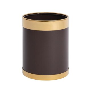 Bolero Papierkorb mit goldfarbenem Rand 10L,Lederoptik