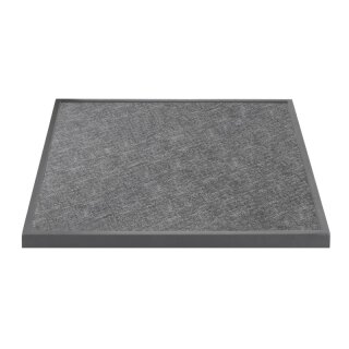 Bolero Black Brushed Mix Outdoor-Tischplatte aus gehärtetem Glas, quadratisch, graue Zierleiste, 700 mm