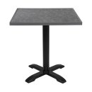 Bolero Black Brushed Mix Outdoor-Tischplatte aus gehärtetem Glas, quadratisch, graue Zierleiste, 700 mm