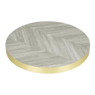 Bolero, vorgebohrte runde Tischplatte im Chevron-Design, 600 mm