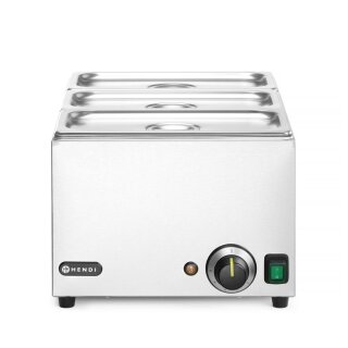 Hendi Bain-Marie komplett mit 3xGN1/3 Behälter mit Deckel und 1000W aus Edelstahl
