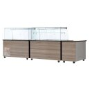 SNACK-Line, Kalte Theke, 4x GN1/1, Granit rosa-grau, 152x82x88,5 Klarglas ohne Zwischenablage, H=396mm