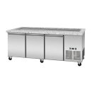 SNACK-Line, Kalte Theke, 5x GN1/1, Granit rosa-grau, 188x82x85.5 Glasaufbau Klarglas schwarzer Rand, ohne Zwischenablage H=396mm