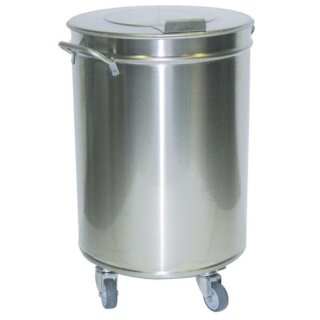KBS Abfalleimer 460x460x685 mm 90 Liter Edelstahl mit Deckel & Rädern