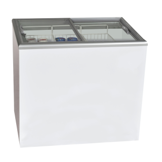 Gastro Implustiefkühltruhe mit 2 Glasschiebedeckeln Stille Kühlung 267 Liter